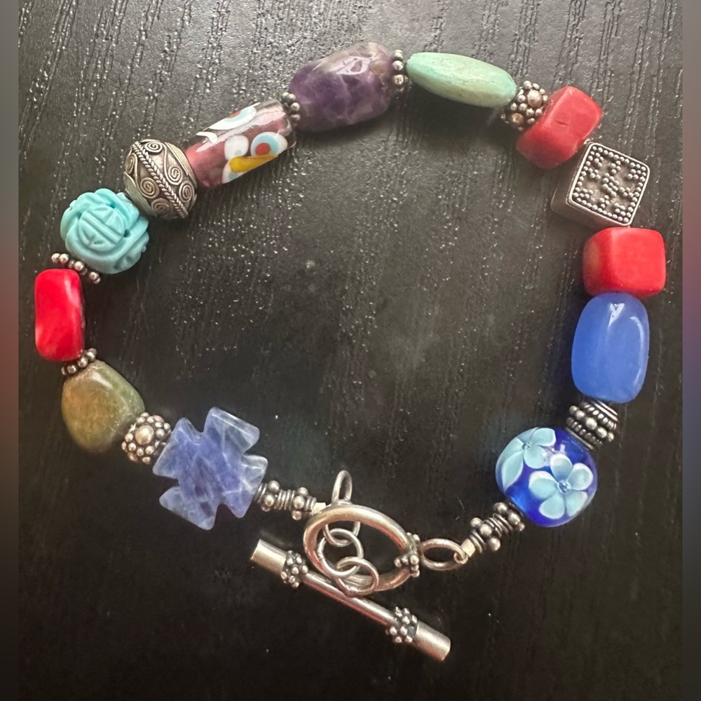 925 Sterling Silver multiple Stone Bracelet